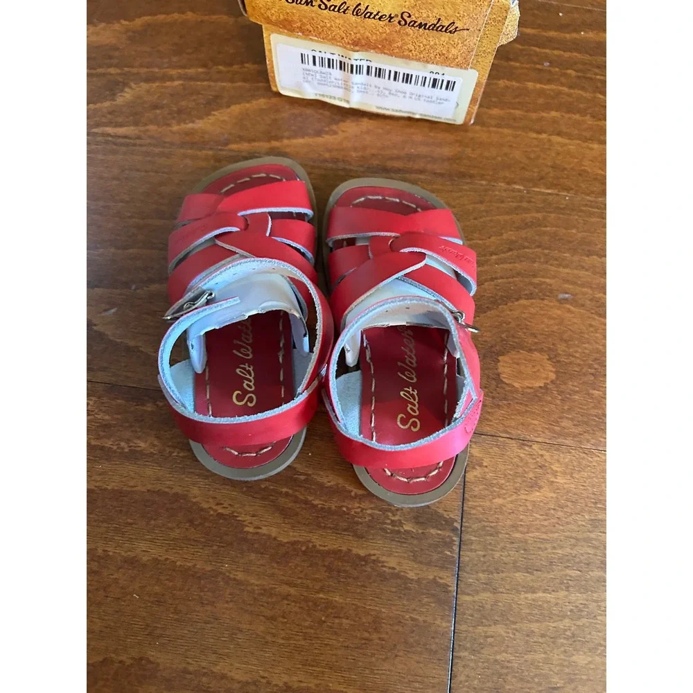 Salt Water Sandals‎ Hoy Shoes The Original Red Leather Kids Size 6 Toddler NEW